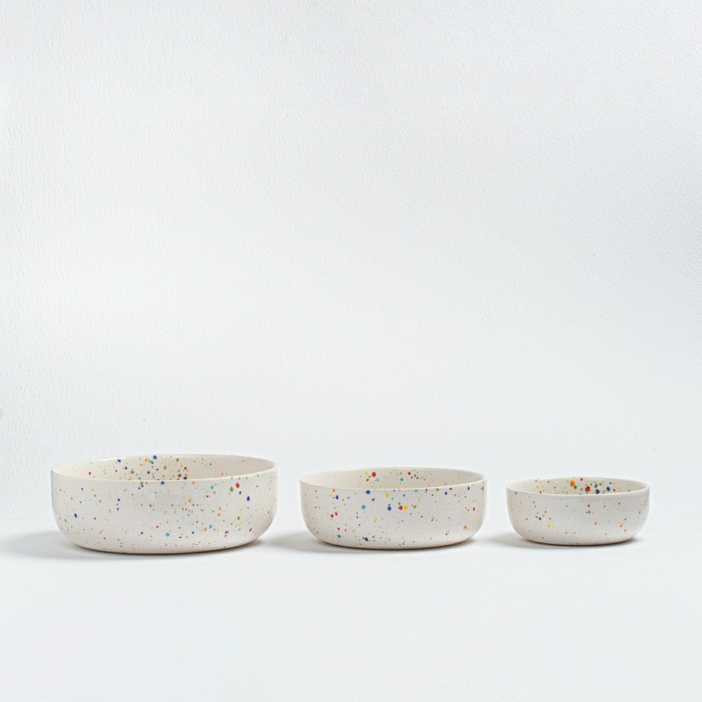 White Stoneware Ceramic Big Bowls, Set of 6 | Plow & Hearth