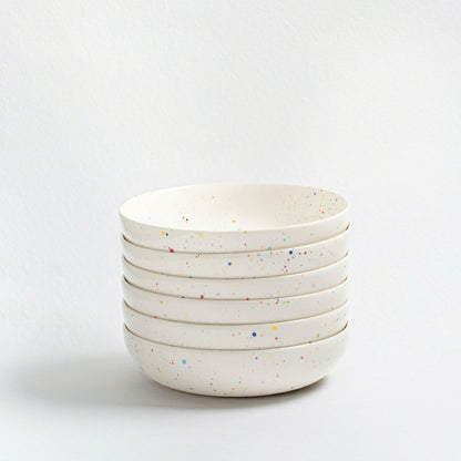 White Stoneware Ceramic Pasta Plates, 8.3", Set of 6 | Plow & Hearth
