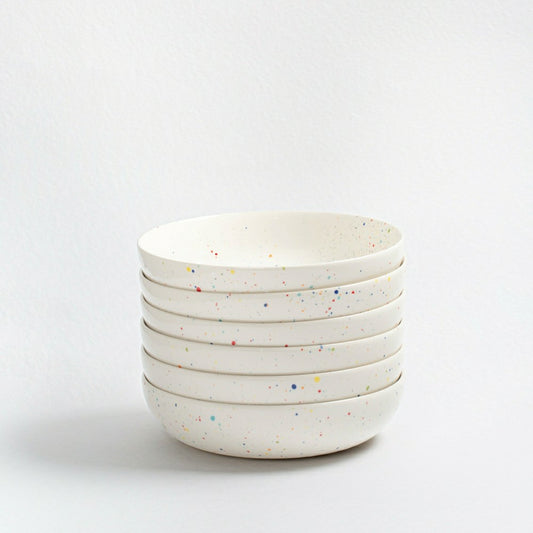 White Stoneware Ceramic Pasta Plates, 8.3", Set of 6 | Plow & Hearth