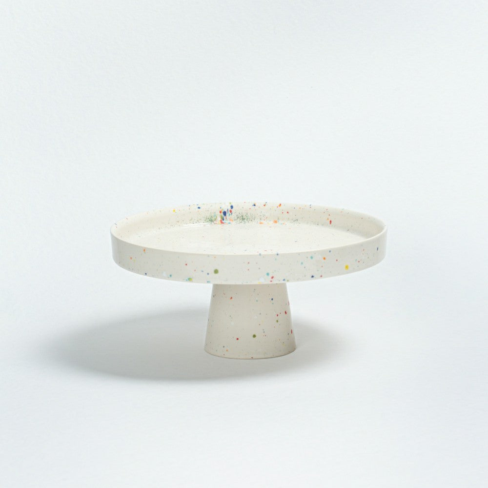 White Stoneware Ceramic Cake Stand, 11" | Plow & Hearth