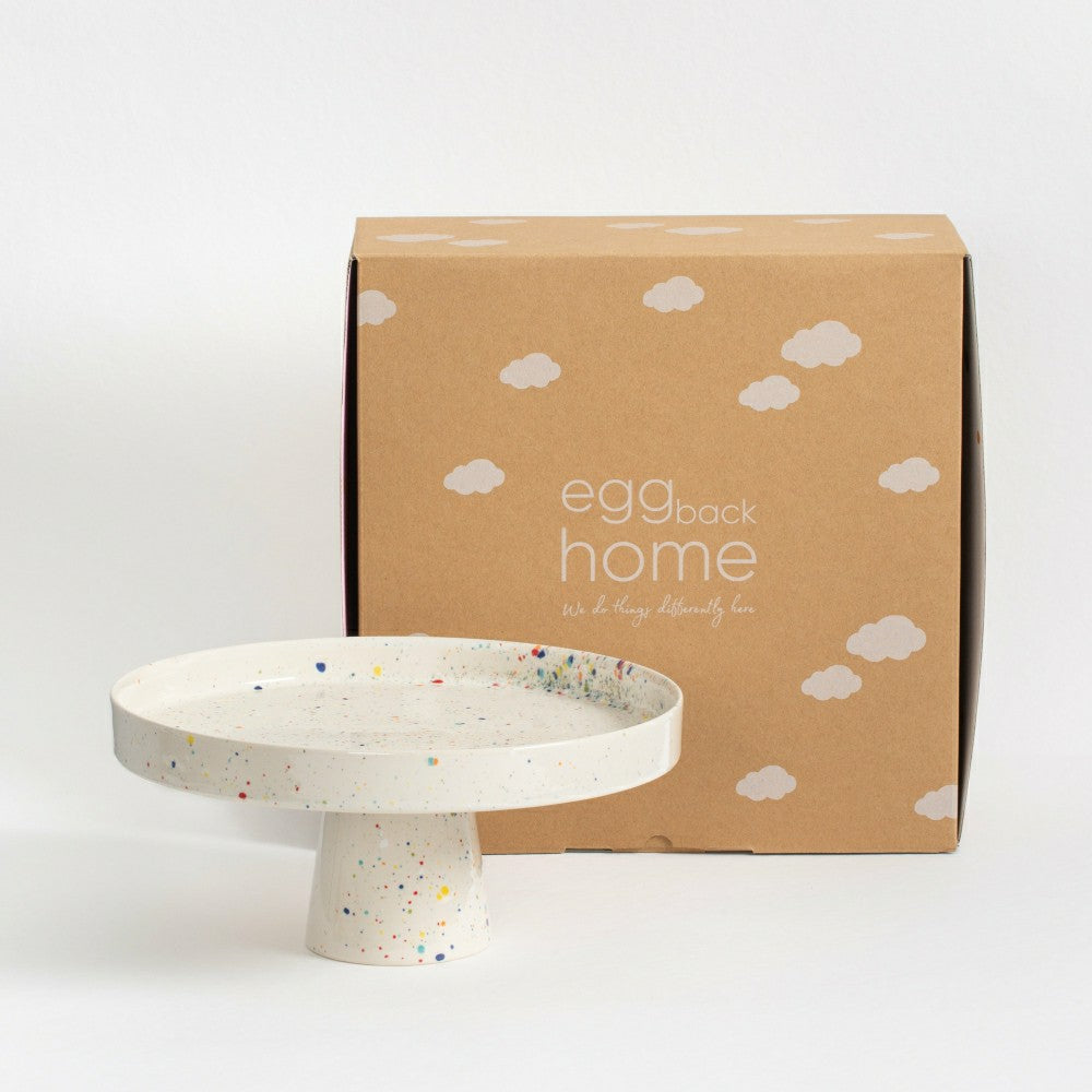 White Stoneware Ceramic Cake Stand, 11" | Plow & Hearth
