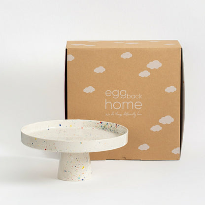 White Stoneware Ceramic Cake Stand, 11" | Plow & Hearth