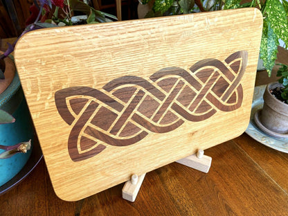 White Oak charcuterie board - complex Celtic knot inlay. | Plow & Hearth