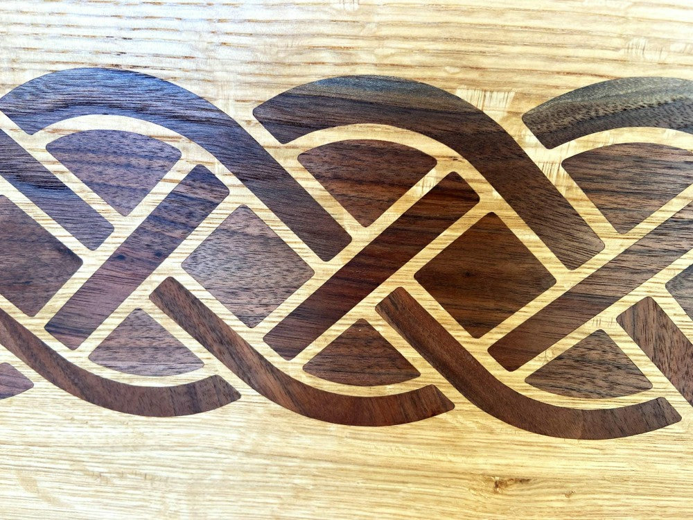 White Oak charcuterie board - complex Celtic knot inlay. | Plow & Hearth