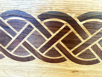 White Oak charcuterie board - complex Celtic knot inlay. | Plow & Hearth