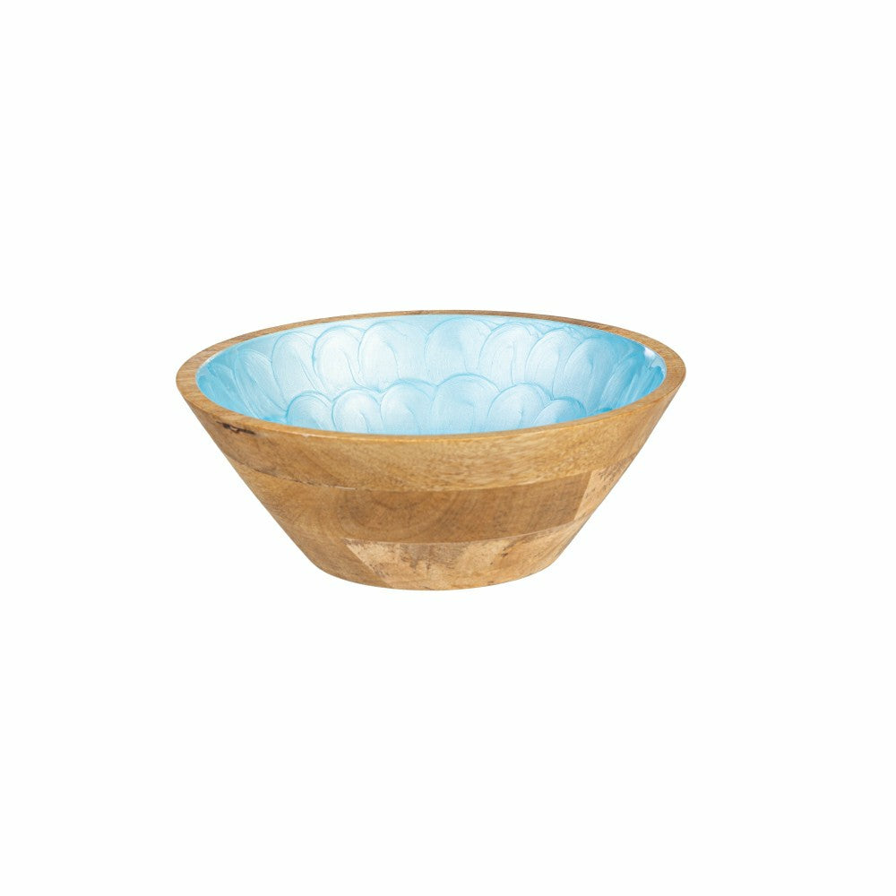 Blue Coastal Bowl Wood with Scalloped Enamel, Set of 2 | Plow & Hearth