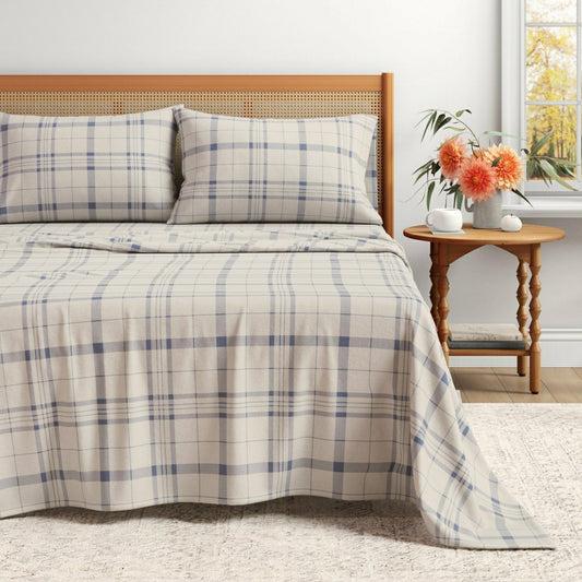 Turkish Cotton Flannel Sheet Set - Plaid & Stripe Collection | Plow & Hearth