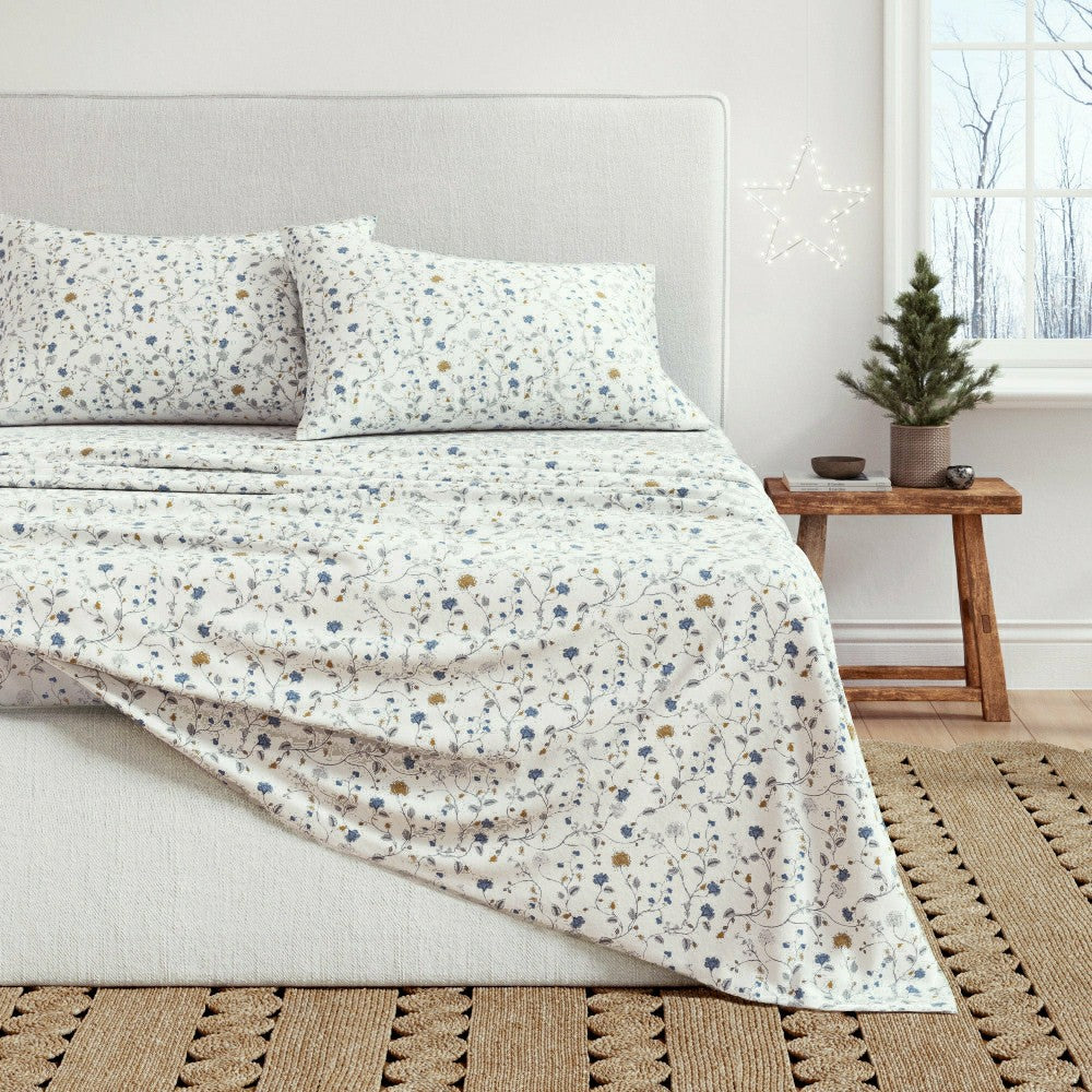 Turkish Cotton Flannel Sheet Set - Winter Floral Collection | Plow & Hearth