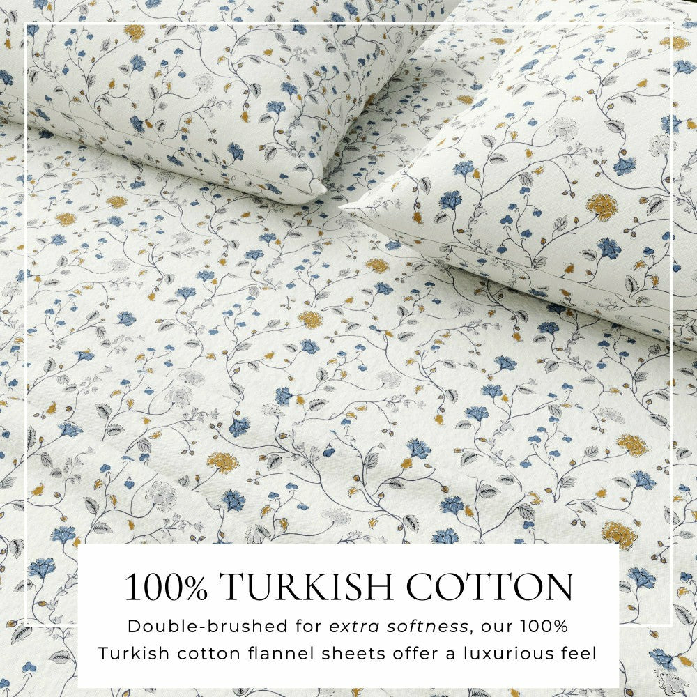 Turkish Cotton Flannel Sheet Set - Winter Floral Collection | Plow & Hearth