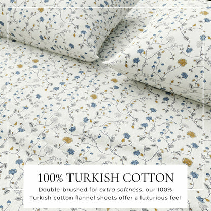 Turkish Cotton Flannel Sheet Set - Winter Floral Collection | Plow & Hearth