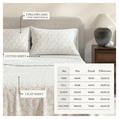 Turkish Cotton Flannel Sheet Set - Winter Floral Collection | Plow & Hearth