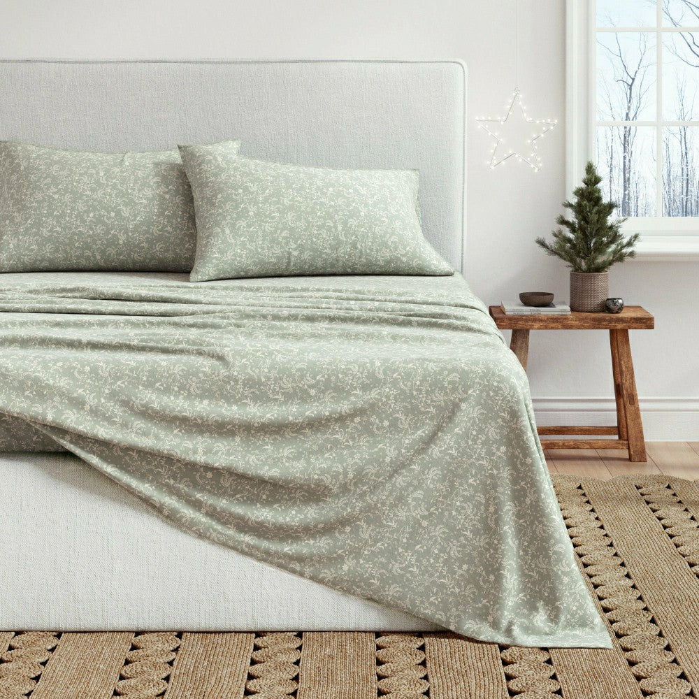 Turkish Cotton Flannel Sheet Set - Winter Floral Collection | Plow & Hearth