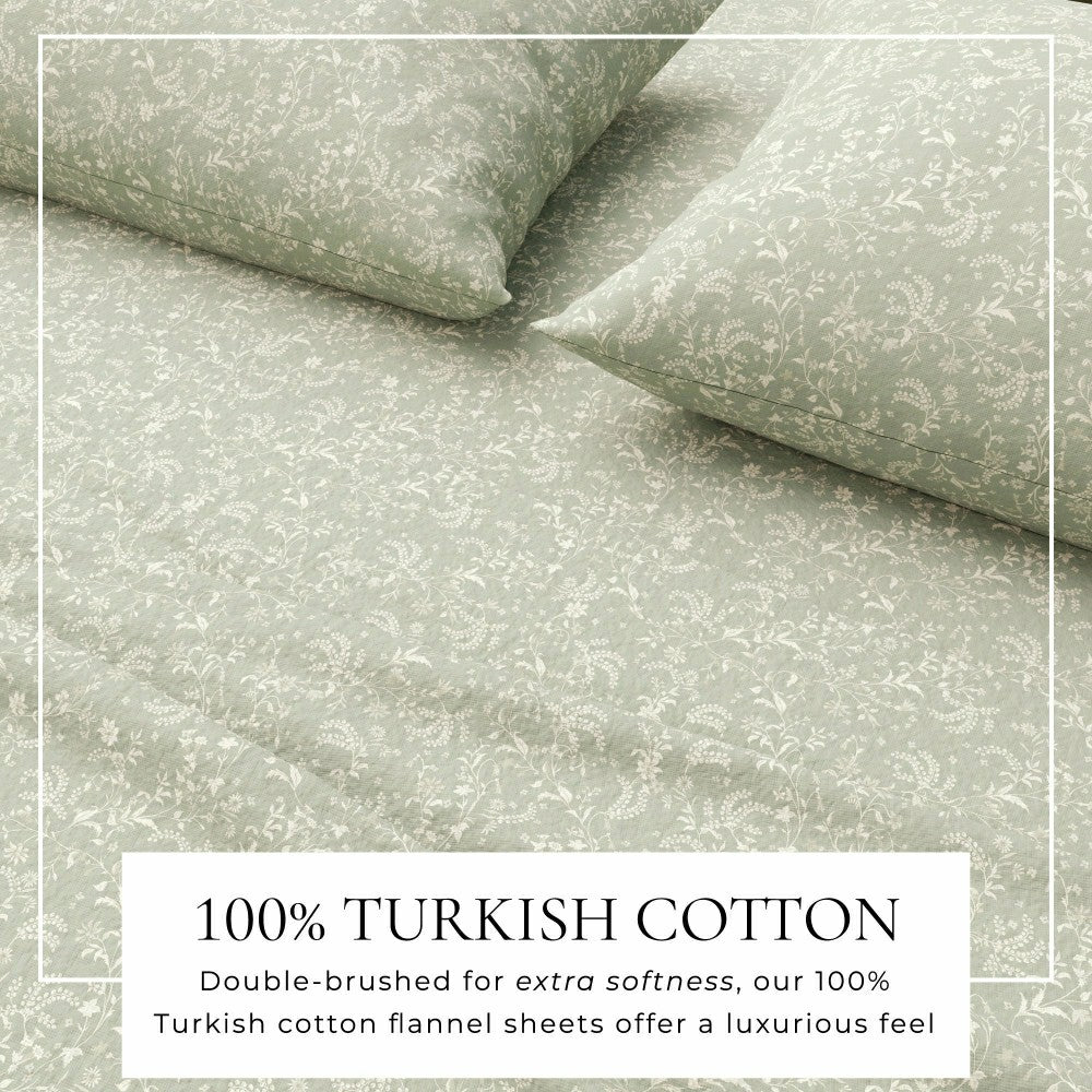 Turkish Cotton Flannel Sheet Set - Winter Floral Collection | Plow & Hearth