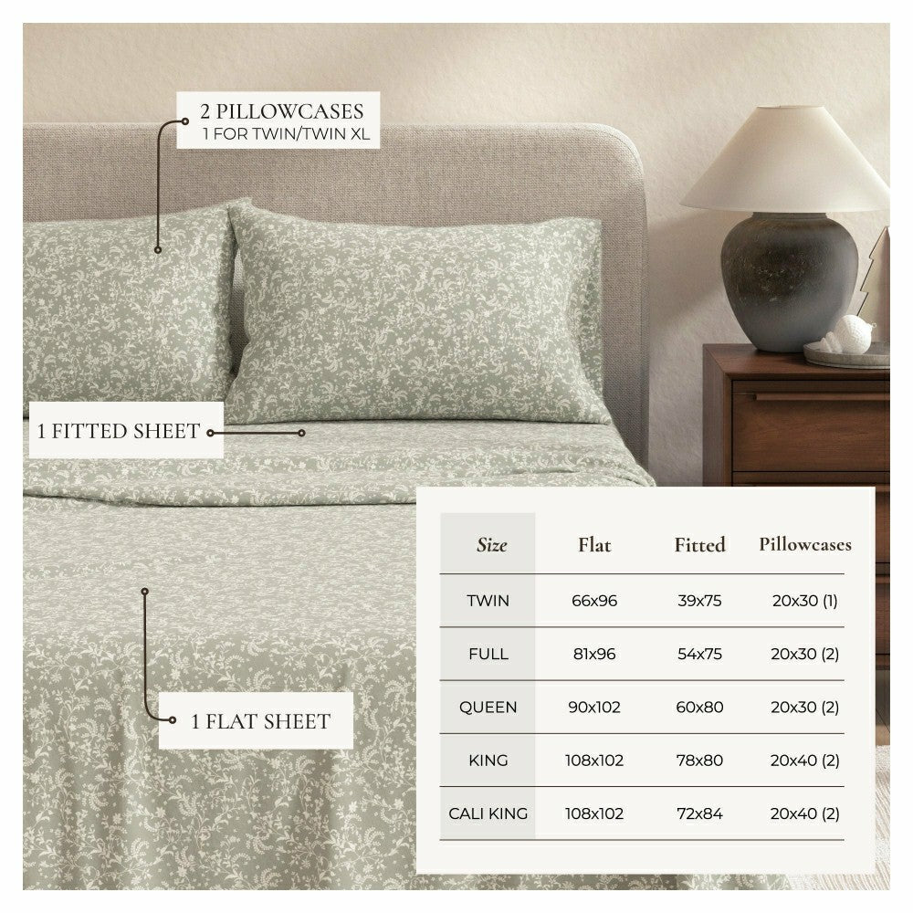 Turkish Cotton Flannel Sheet Set - Winter Floral Collection | Plow & Hearth