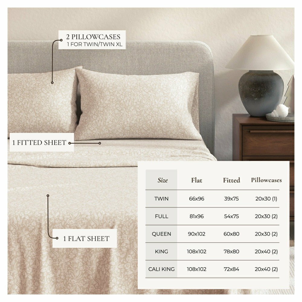 Turkish Cotton Flannel Sheet Set - Winter Floral Collection | Plow & Hearth