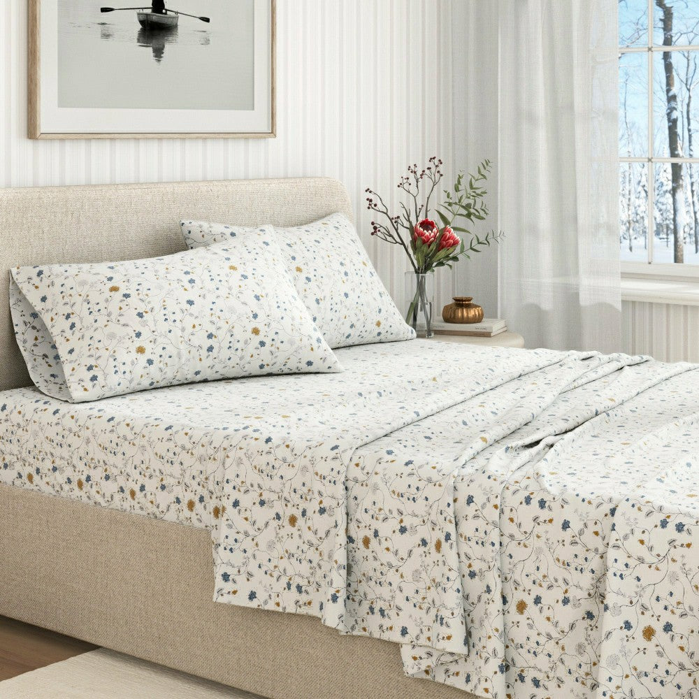 Turkish Cotton Flannel Sheet Set - Winter Floral Collection | Plow & Hearth