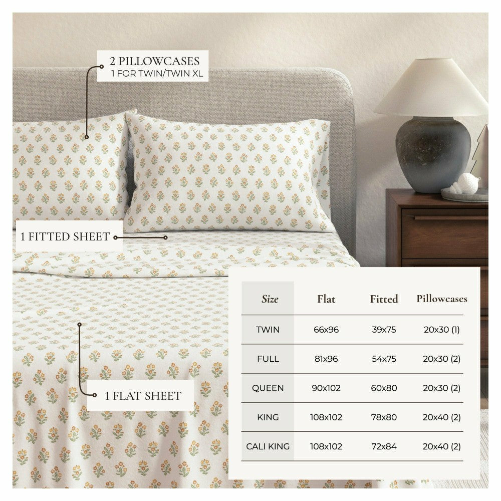 Turkish Cotton Flannel Sheet Set - Winter Floral Collection | Plow & Hearth