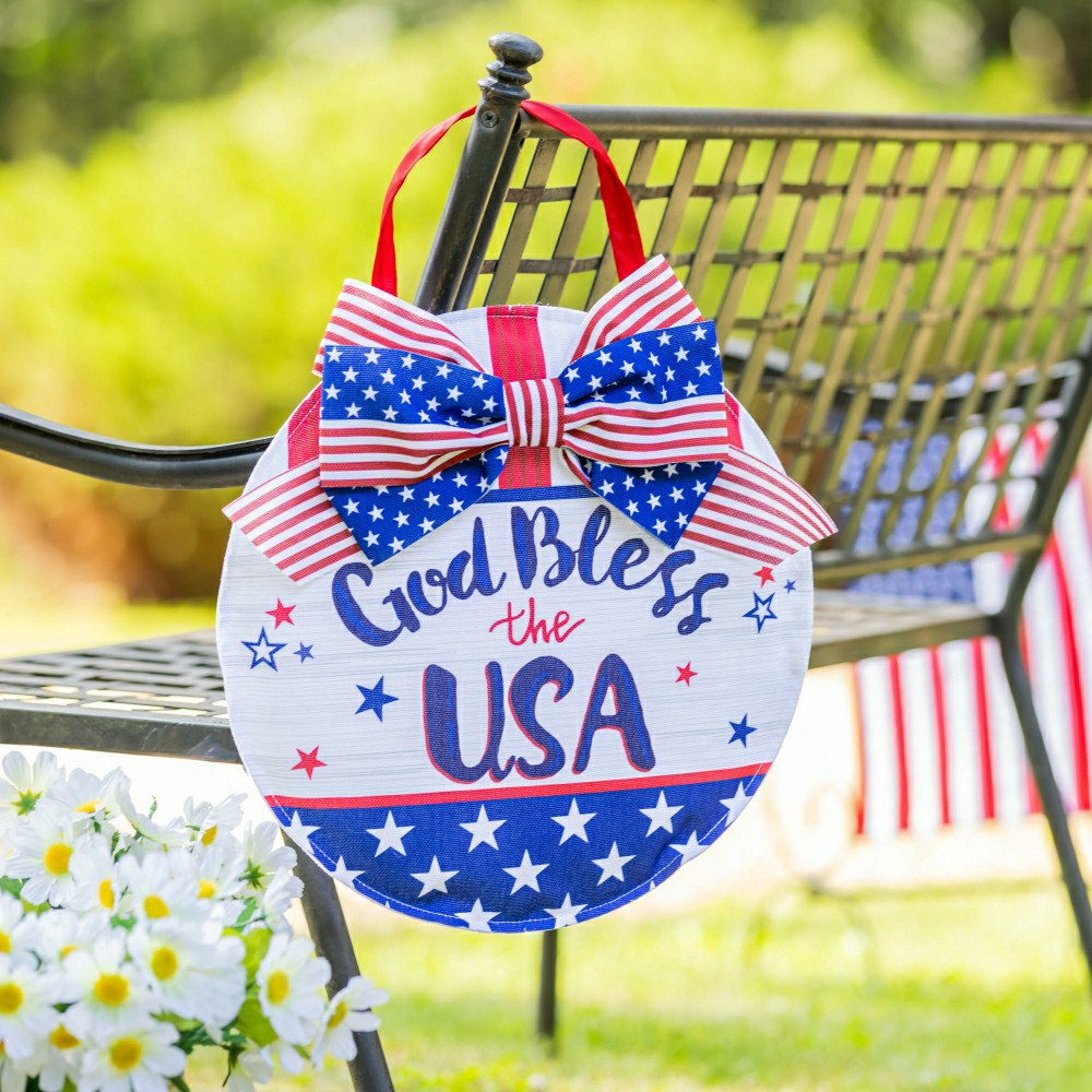 Bless The USA Bow Door Decor | Plow & Hearth