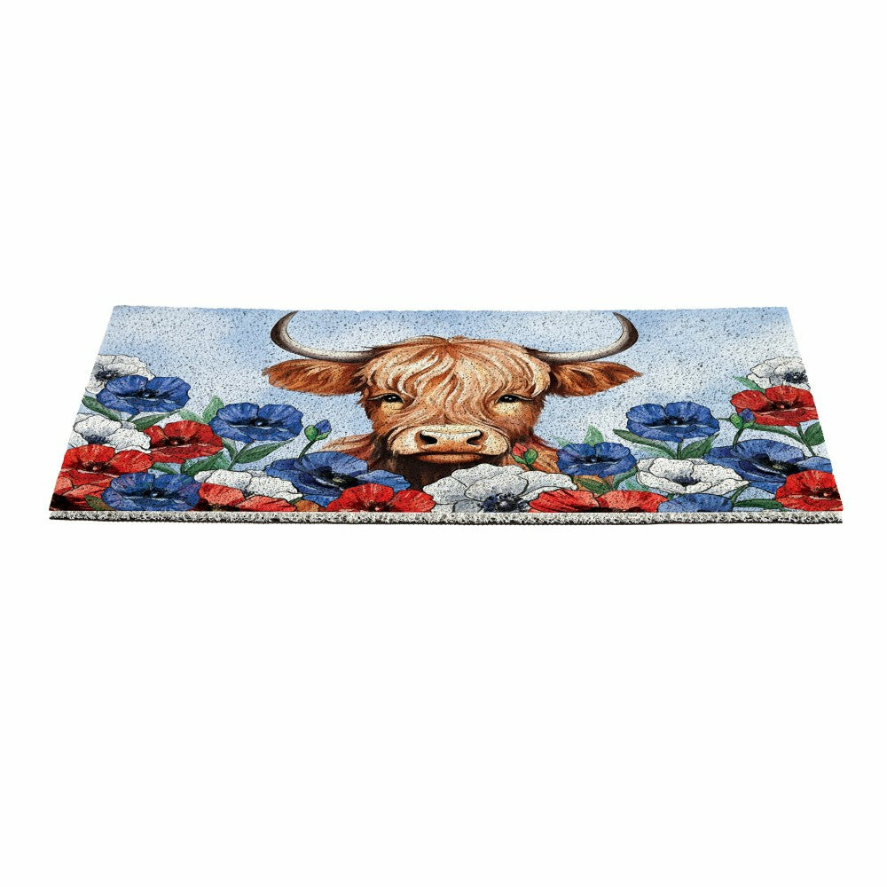 American Classic Highland Cow PVC Trapper Mat, 28"x16" | Plow & Hearth
