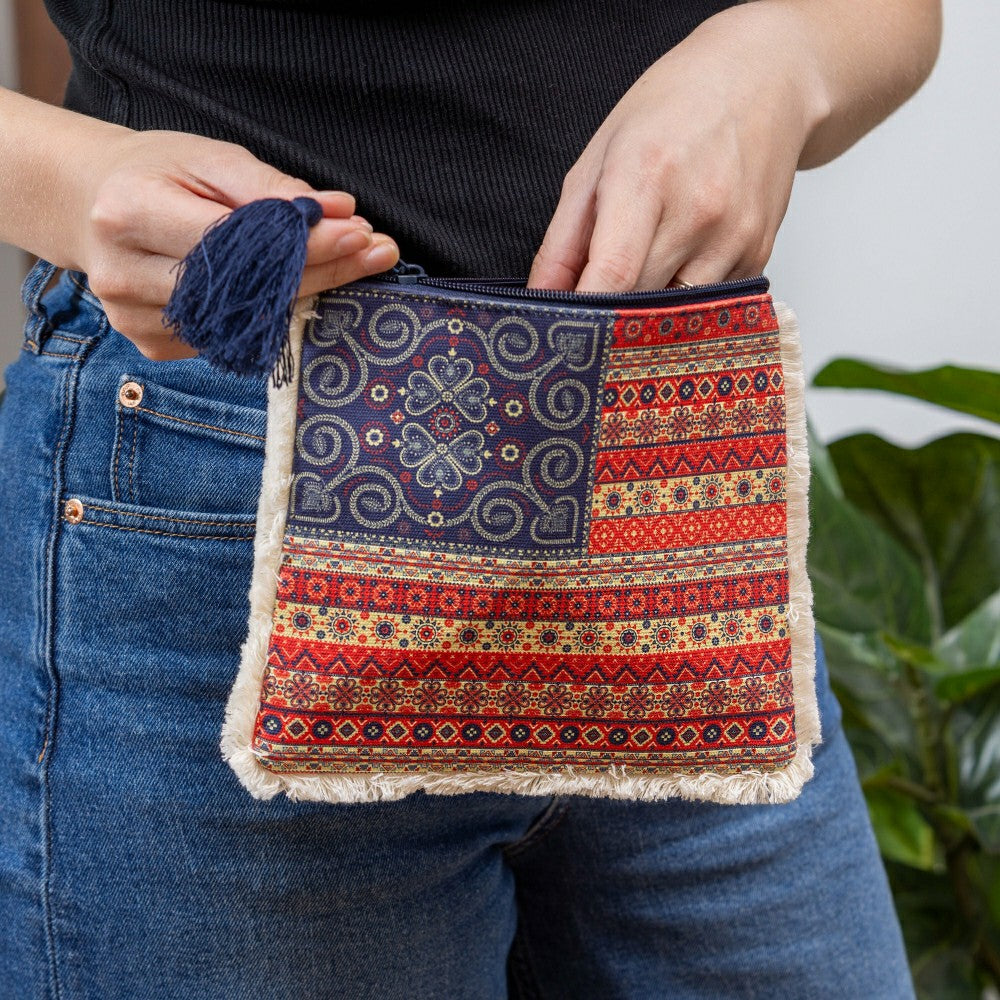 Boho Americana Flag Zipper Pouch | Plow & Hearth