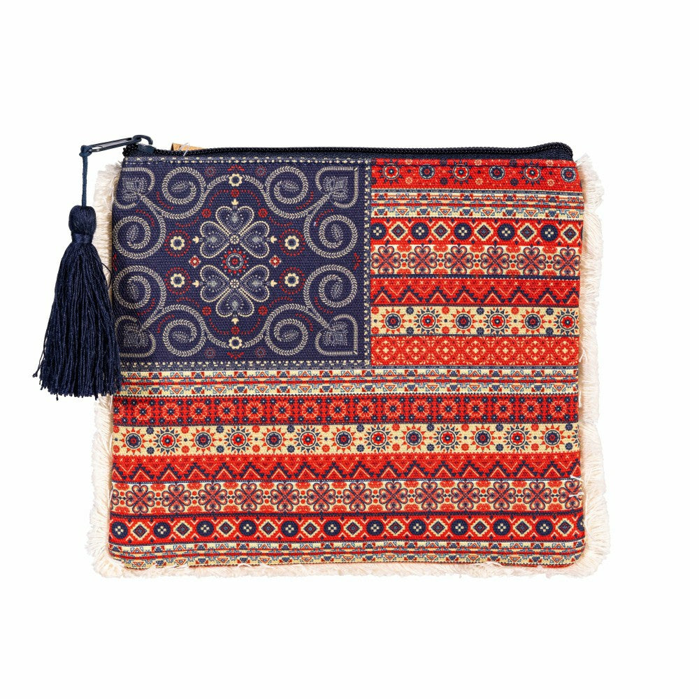 Boho Americana Flag Zipper Pouch | Plow & Hearth
