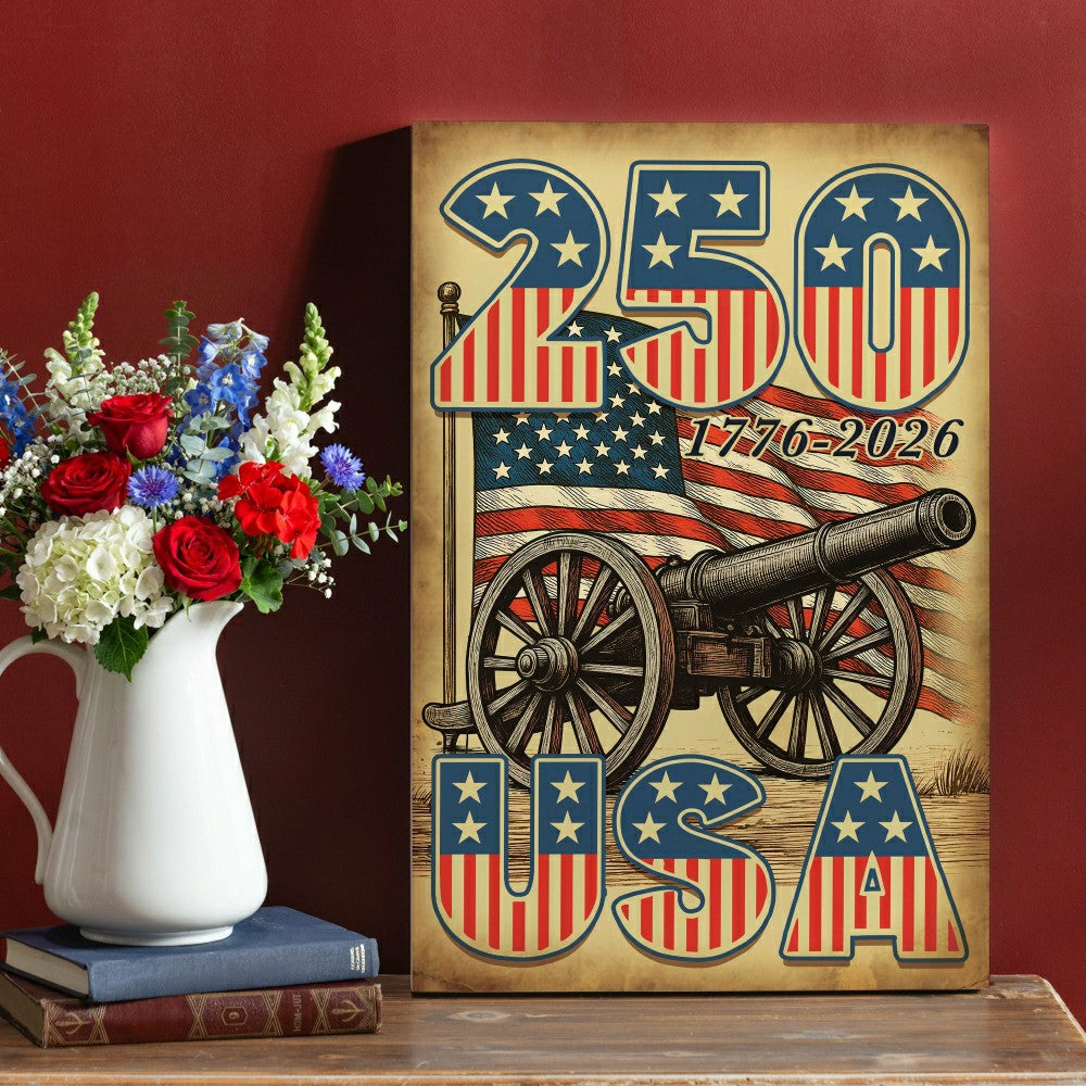 Red White & Bloom Indoor Wood Wall Décor, 250USA, 24"x16" | Plow & Hearth