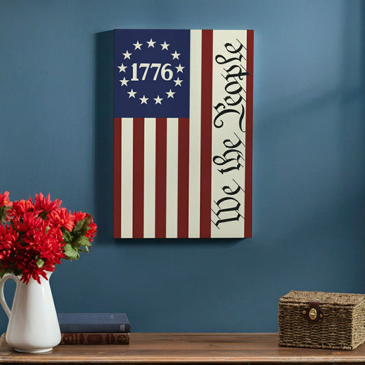Red White & Bloom Indoor Wood Wall Décor, We The People, 24"x16" | Plow & Hearth