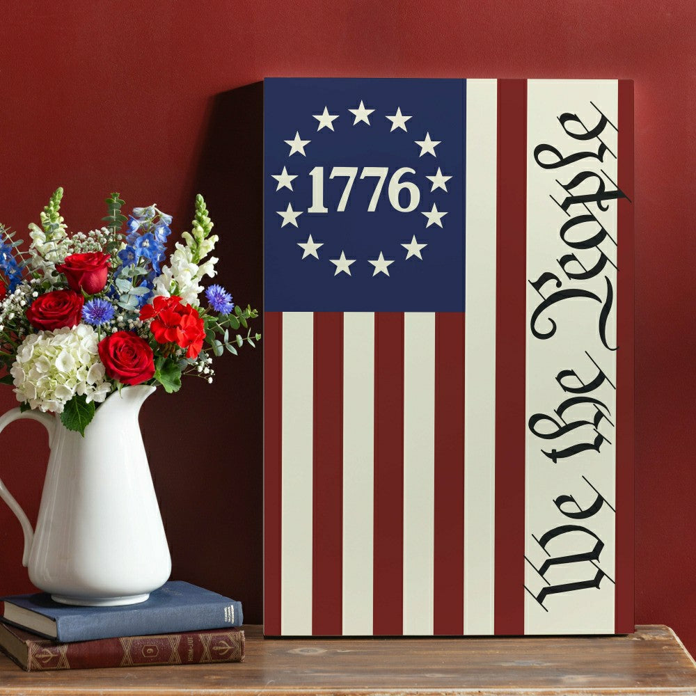 Red White & Bloom Indoor Wood Wall Décor, We The People, 24"x16" | Plow & Hearth