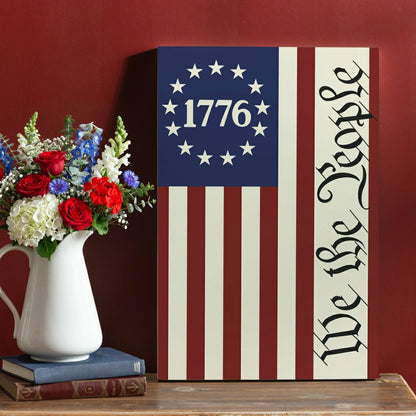 Red White & Bloom Indoor Wood Wall Décor, We The People, 24"x16" | Plow & Hearth