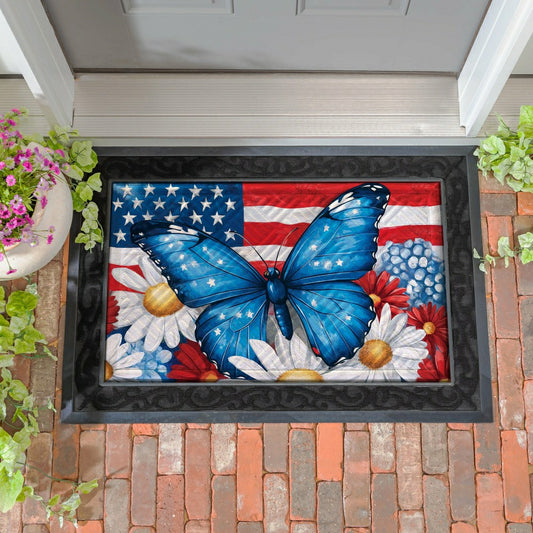 Patriotic Butterfly Embossed Mat | Plow & Hearth