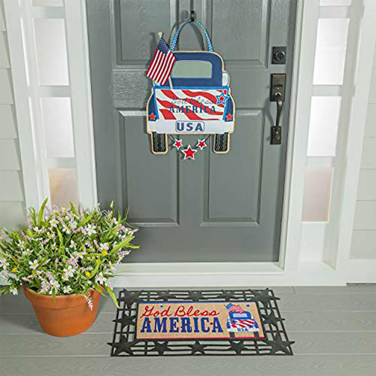 Patriotic Door Decor and Sassafras Mat Set | Plow & Hearth