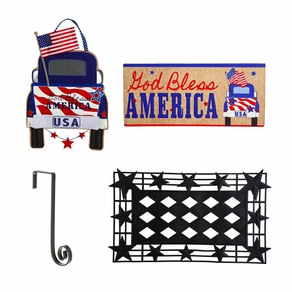 Patriotic Door Decor and Sassafras Mat Set | Plow & Hearth