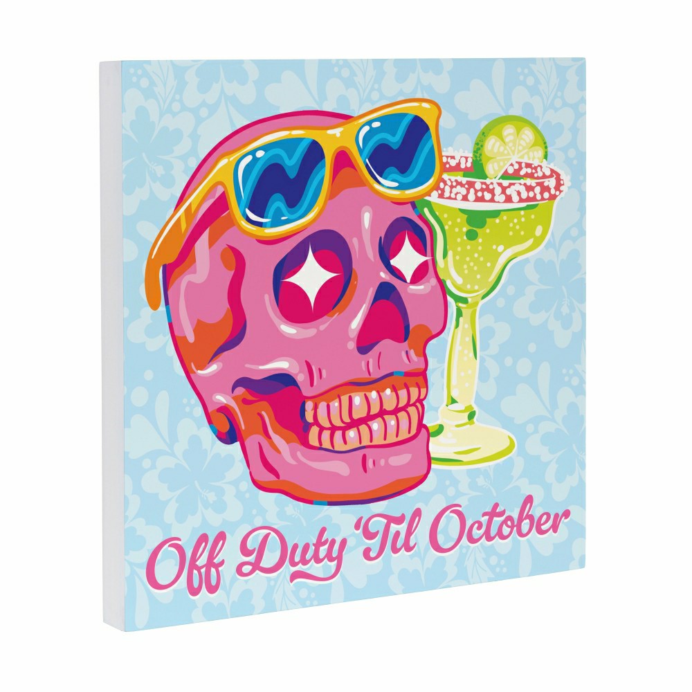 Summerween Indoor Wall Decor, Off Duty Skull, 12" L x 12" H | Plow & Hearth