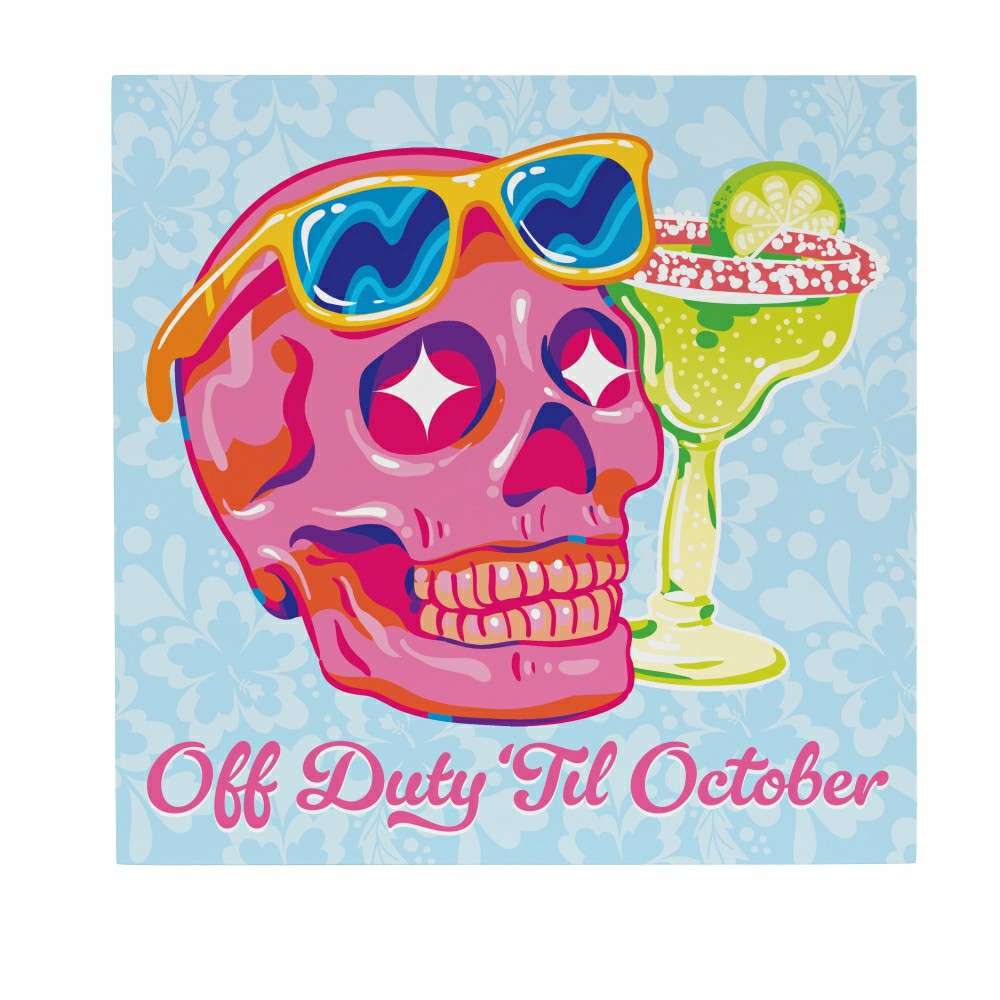 Summerween Indoor Wall Decor, Off Duty Skull, 12" L x 12" H | Plow & Hearth