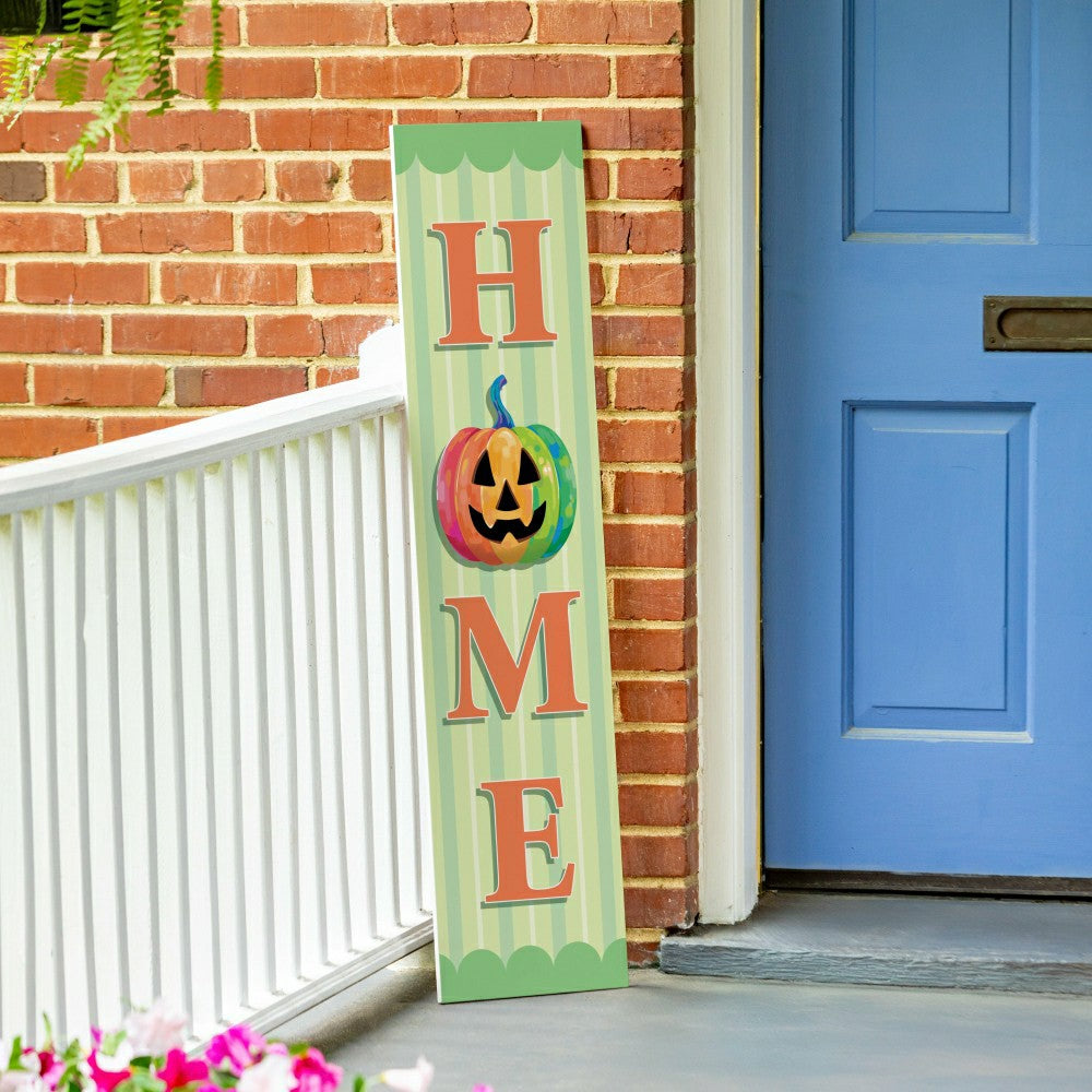 Summerween Porch Leaner, Tropical Jack O' Lantern "Welcome", 46"H | Plow & Hearth