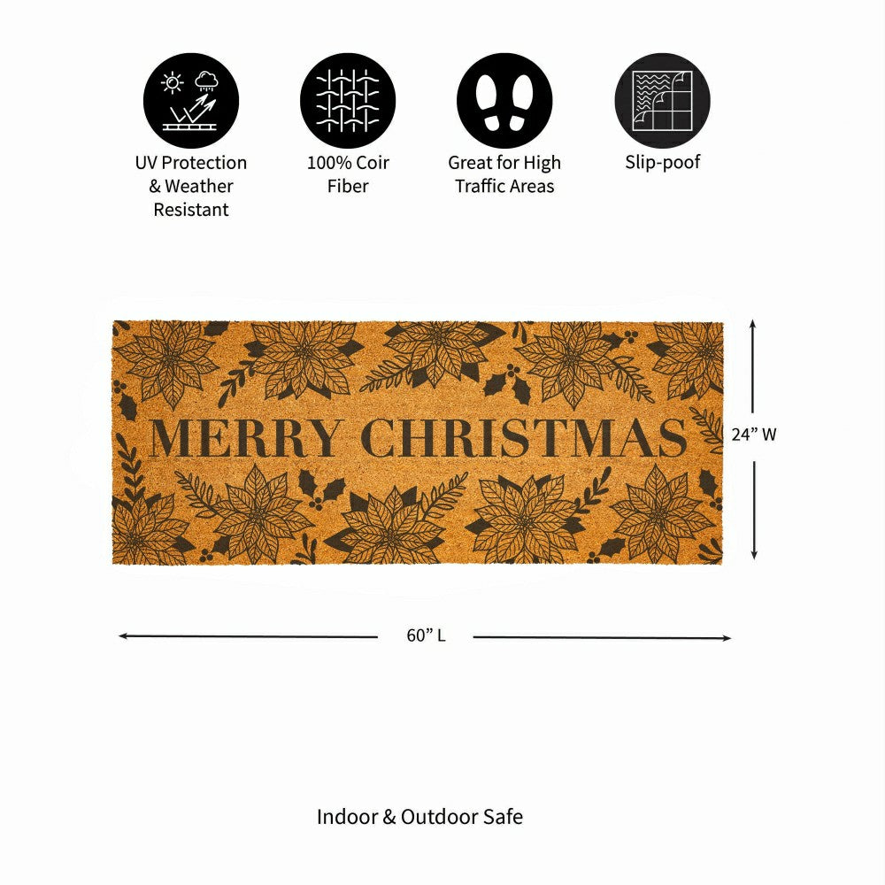 Coir Mat, "MERRY CHRISTMAS", 60"x24" | Plow & Hearth