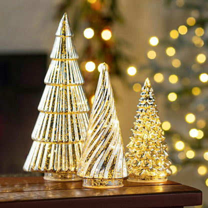 Glimmering Glass LED Holiday Trees, Set of 5 | Plow & Hearth