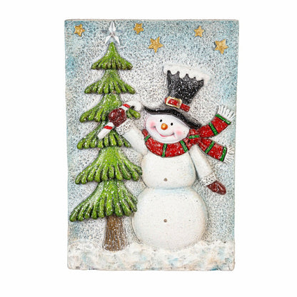 Heartfelt Cheer Indoor Wall Decor, LED MGO Textured Wall, Snowman with | Plow & Hearth