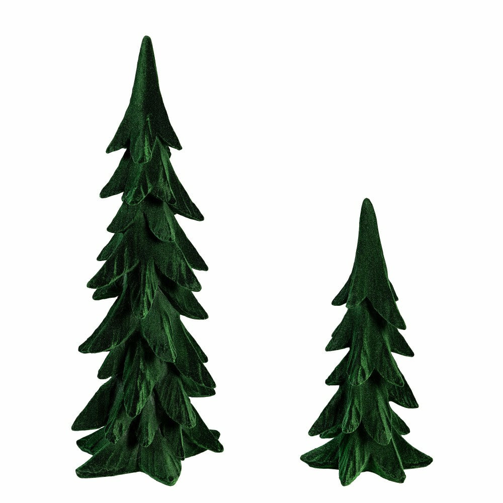 Shades of Emerald Table Décor Tree Flocked Resin Set | Plow & Hearth