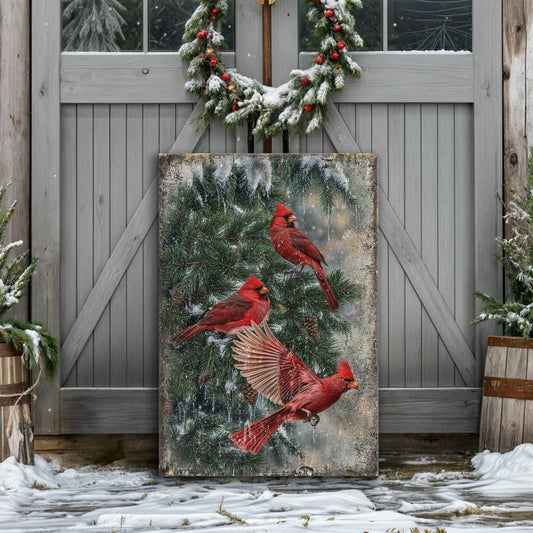 Vintage Cardinal Christmas Wall Art | Plow & Hearth