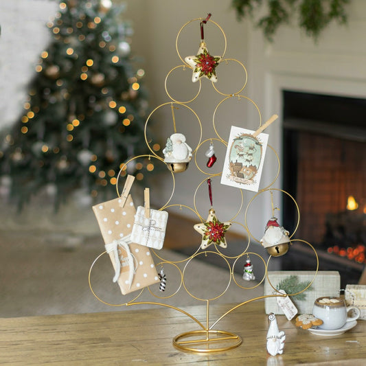 32" Gold Metal Tabletop Christmas Tree Ornament Holder | Plow & Hearth