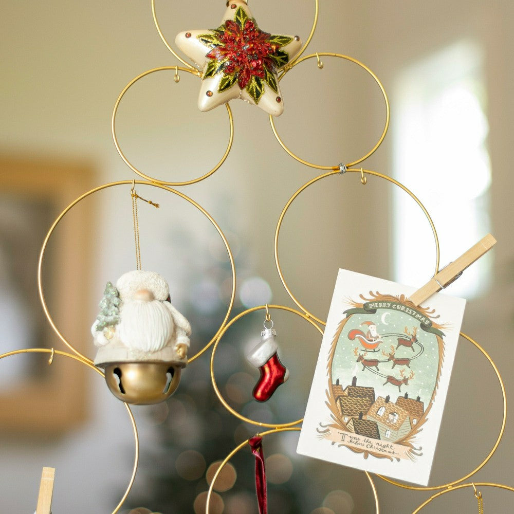 32" Gold Metal Tabletop Christmas Tree Ornament Holder | Plow & Hearth