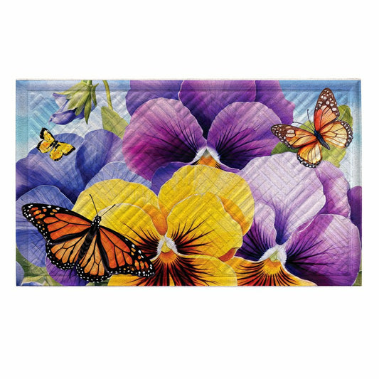 Pansies & Butterflies Embossed Mat | Plow & Hearth
