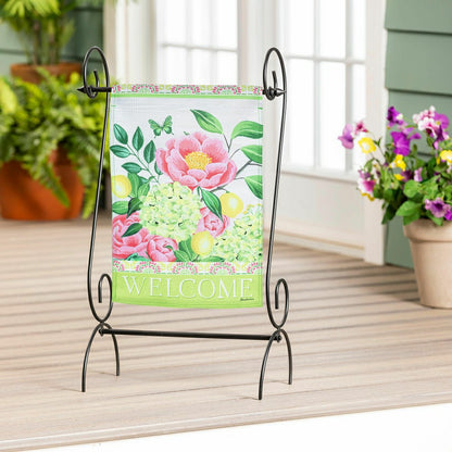 Floral Welcome Burlap Garden Flag | Plow & Hearth