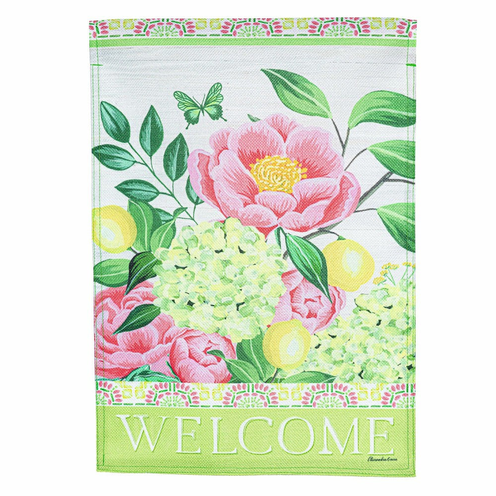 Floral Welcome Burlap Garden Flag | Plow & Hearth