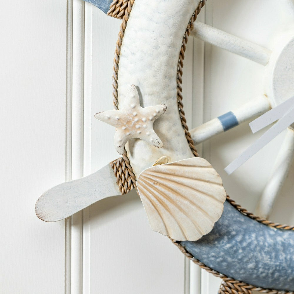 Blue Coastal Outdoor Wall Decor, Metal, Nautical Clock, 21" L x 21" H | Plow & Hearth