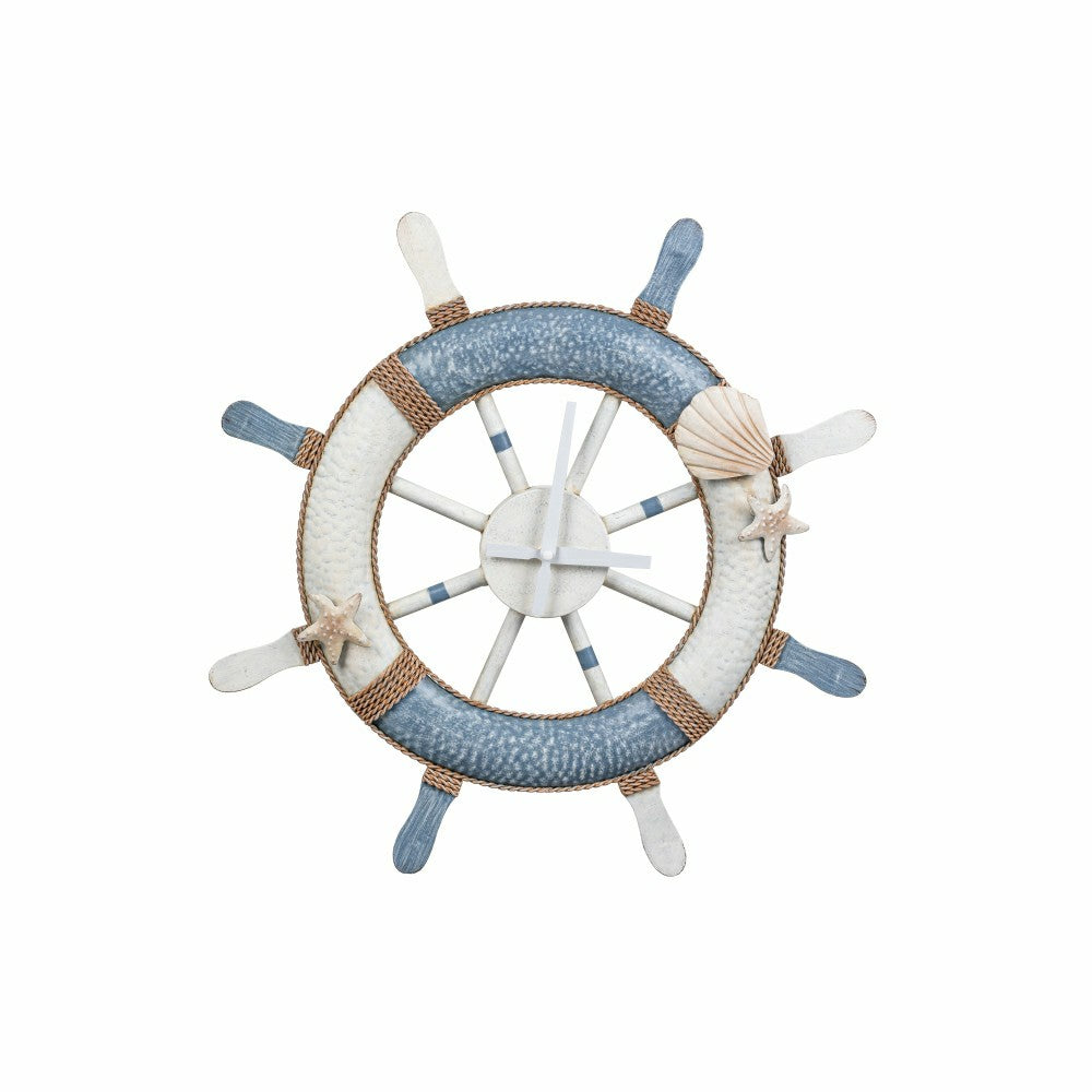 Blue Coastal Outdoor Wall Decor, Metal, Nautical Clock, 21" L x 21" H | Plow & Hearth