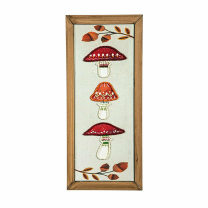 Woodland Storybook Indoor Wall Decor, Textile Beaded Mushroom with Woo | Plow & Hearth