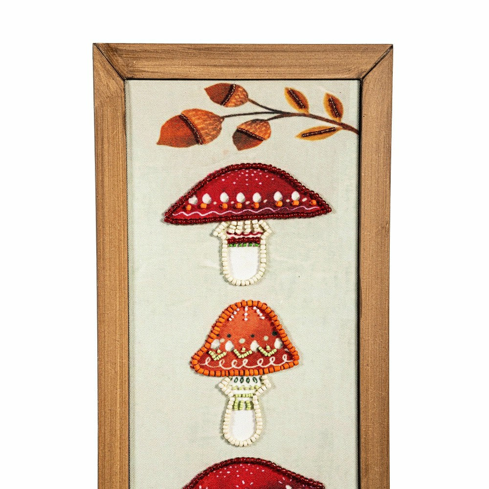 Woodland Storybook Indoor Wall Decor, Textile Beaded Mushroom with Woo | Plow & Hearth