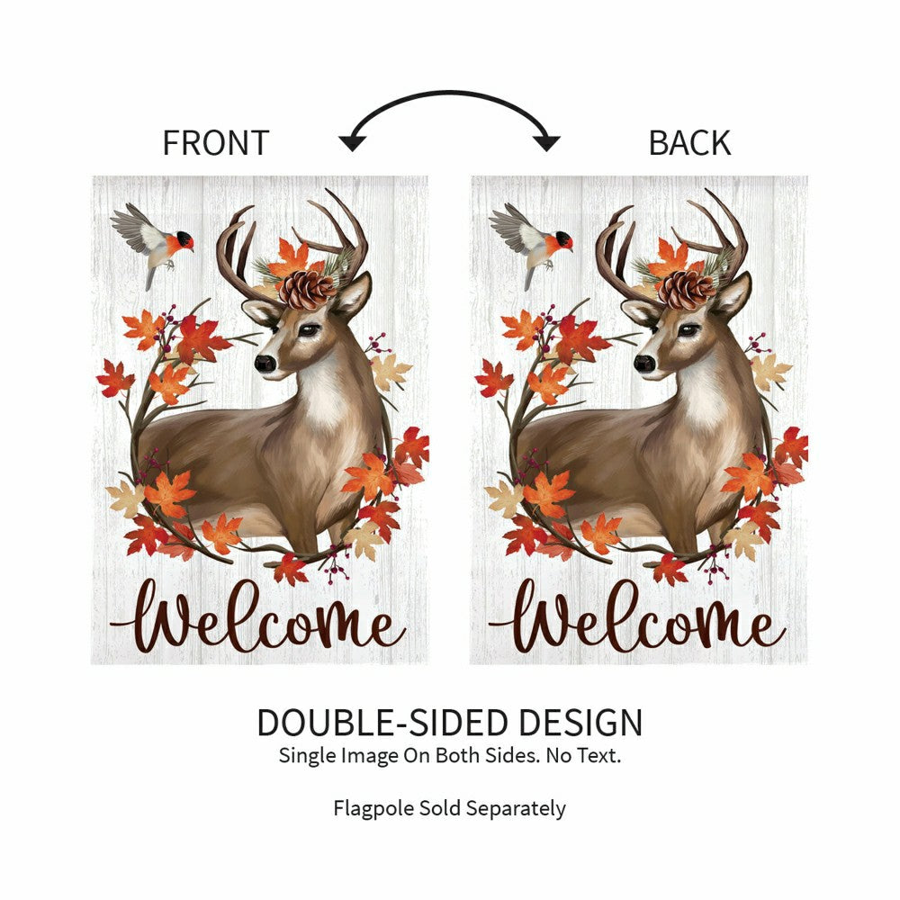 Autumn Deer Wreath Moire Garden Flag | Plow & Hearth